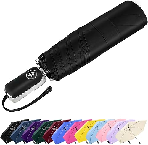 Lejorain Mini Automatic Umbrella for Travel - Flat Compact Folding Umbrella Lightweight Portable Umbrellas for Rain Paraguas