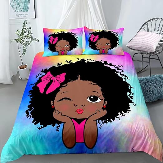 African American Black Girl Duvet Cover Set,Black Girl