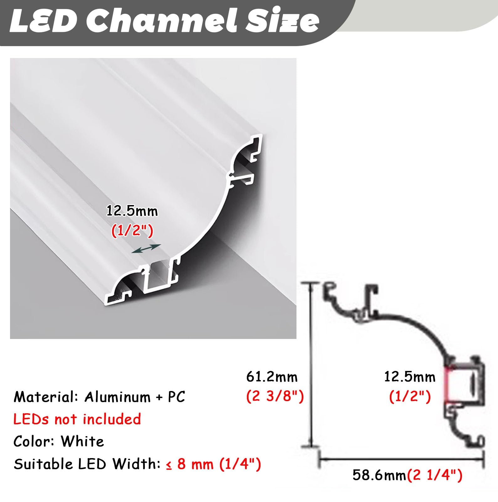 Genérico Sufit LED do oświetlenia pośredniego: Aluminiowy profil dyfuzora sufitowego, dostępny w długościach od 1 m do 15 m dla eleganckich rozwiązań oświetleniowych w domu.