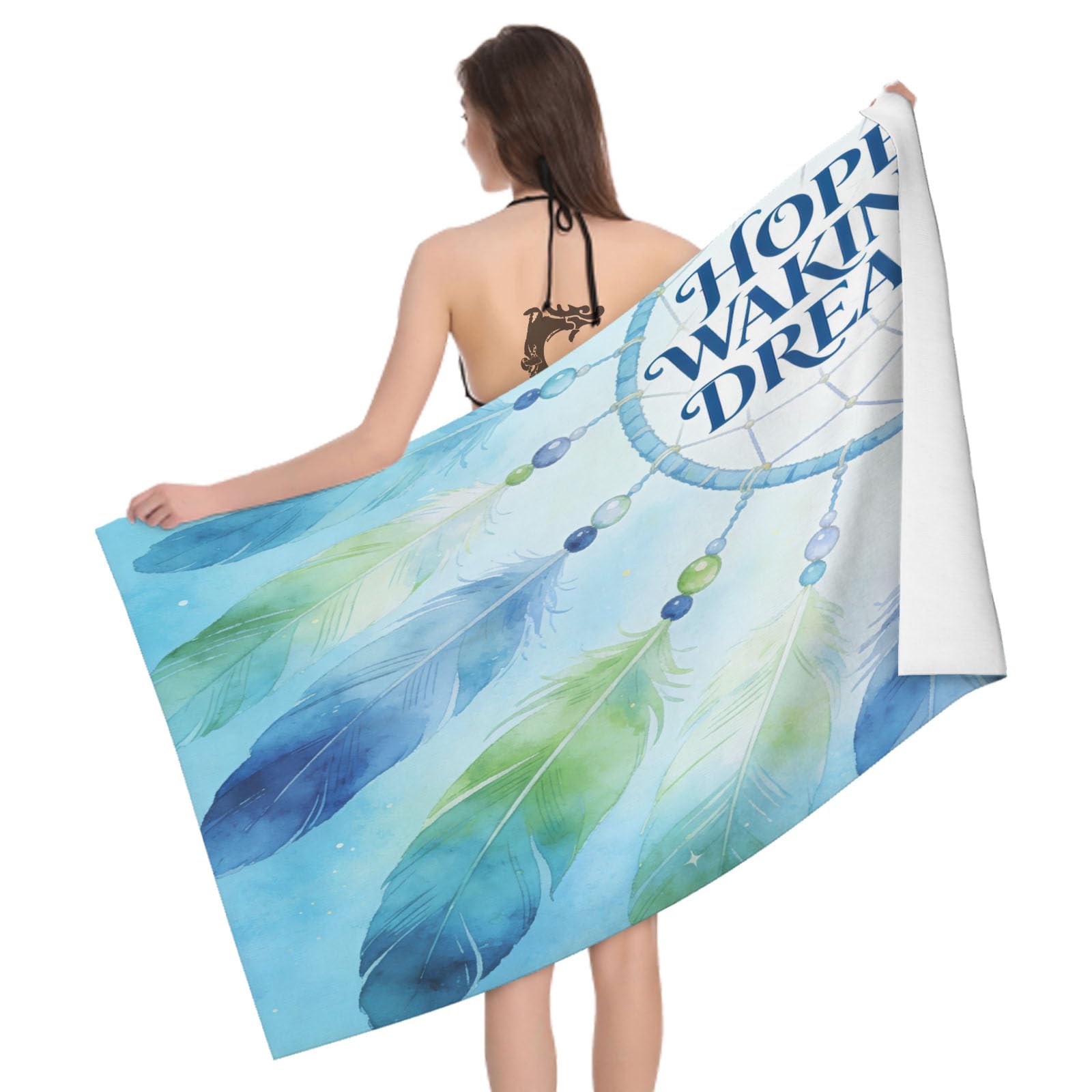 Leichong 3D Watercolor Dreamcatcher Beach Towel Microfiber Soft Quick Dry for Adults, Ethnic Style Bath Towel Lightweight Soft Absorbent for Travel Swimming Pool Sports, 75 x 150 cm