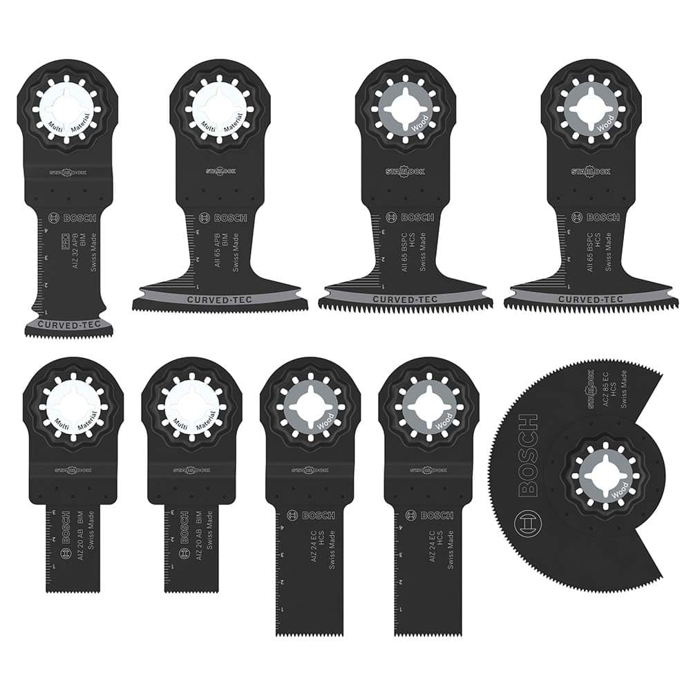 Bosch 9x Set di lame per legno e metallo tenero (per Metalli non ferrosi, Pannelli rivestiti in plastica, 134 x 104 mm, Professional Accessorio Utensile multifunzione)