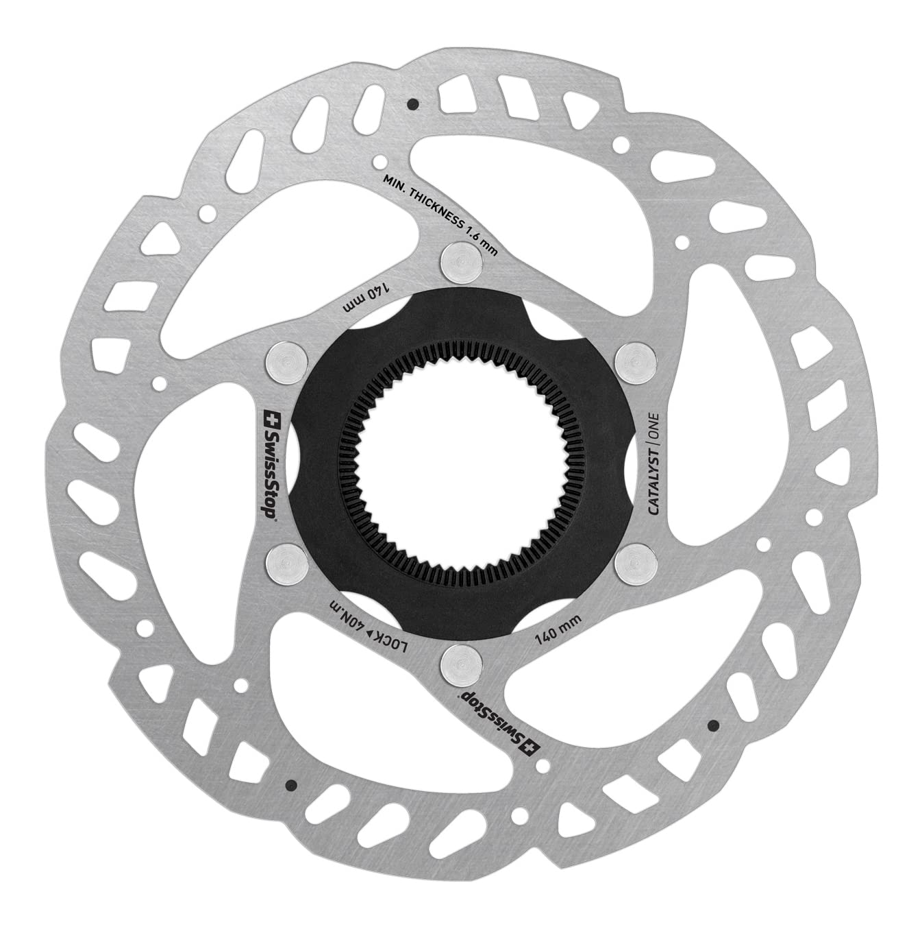 SwissStop Catalyst One Centre Lock Disc Brake Rotor 140mm diameter, Silver