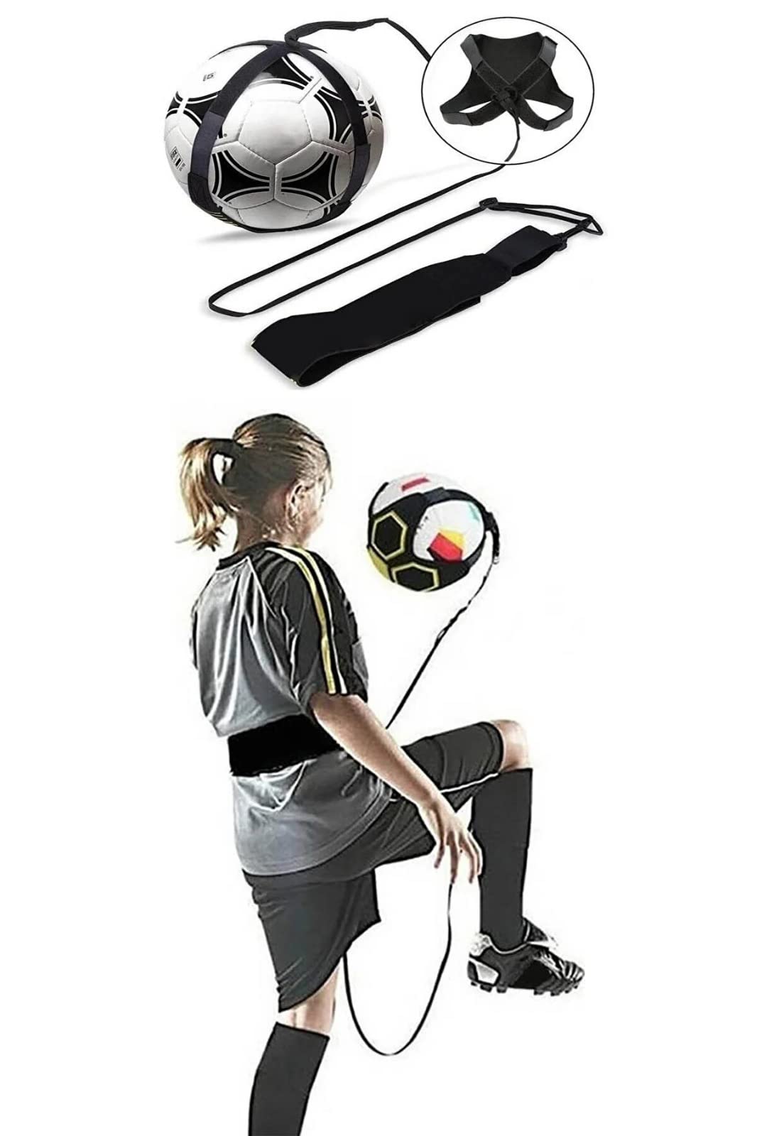 Slipt Ayarlanabilir Futbol Antrenman Kemeri – Top Tutucu Egzersiz Bel Kemeri, Bireysel Teknik ve Şut Geliştirici Eğitim Aleti CKS-187