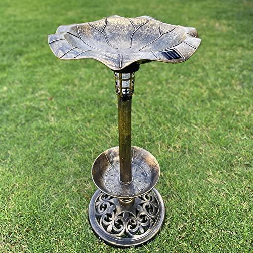 Westcharm 30 Inch Solar Powered Led Lighted Birdbath With Planter Bowl For Outdoors Yard Outside Outdoor Garden Decoration Pedestal Base Stand - Antique Bronze Polyresin Solar Bird Bath With Planter #TOP2