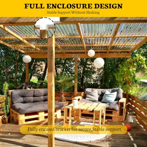 Image of 1 Pack 4-Way Pergola Brackets Kit,DIY Right Corner Woodwork White Brackets for 4 inch x 4 inch (Actual:3.5 inchx3.5 inch) Lumber for Patio Pergolas, Gazebos, Log Cabin W /Hardware