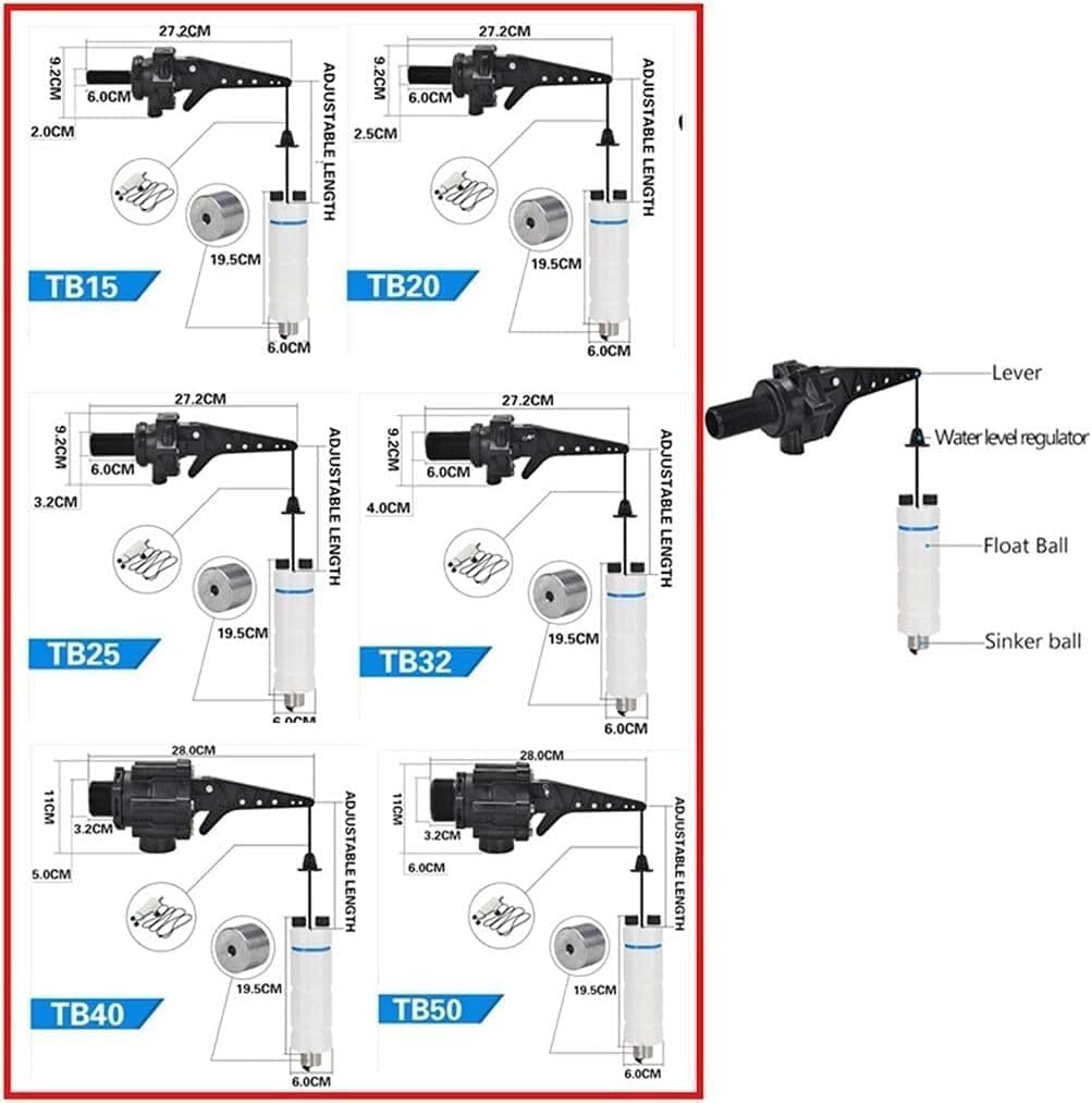 Válvula De Flotador, Válvula De Flotador Roscada, Válvula De Bola, 1 Válvula De Control De Nivel De Agua Ajustable, Válvula De Flotador para Bomba De Agua, TB32(1.2inch)