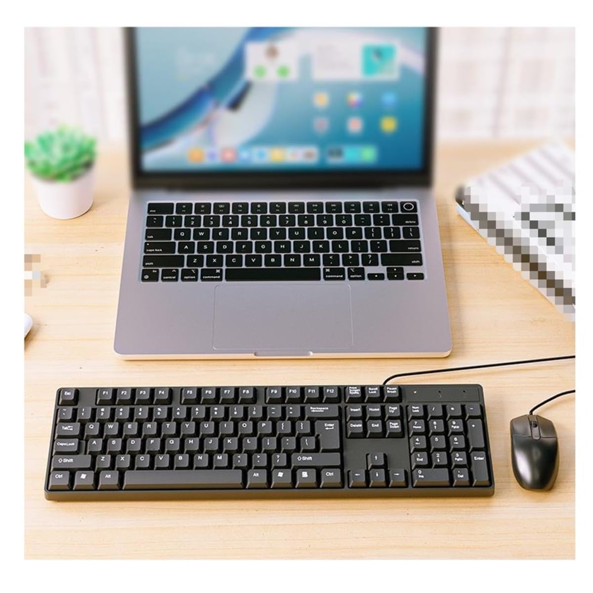 Kompaktowa Zestaw Klawiatury I Myszy Przewodowy Komputer Biurowy Notebook Zewnętrzna Gra Uniwersalna Dla Komputerowego(Black)