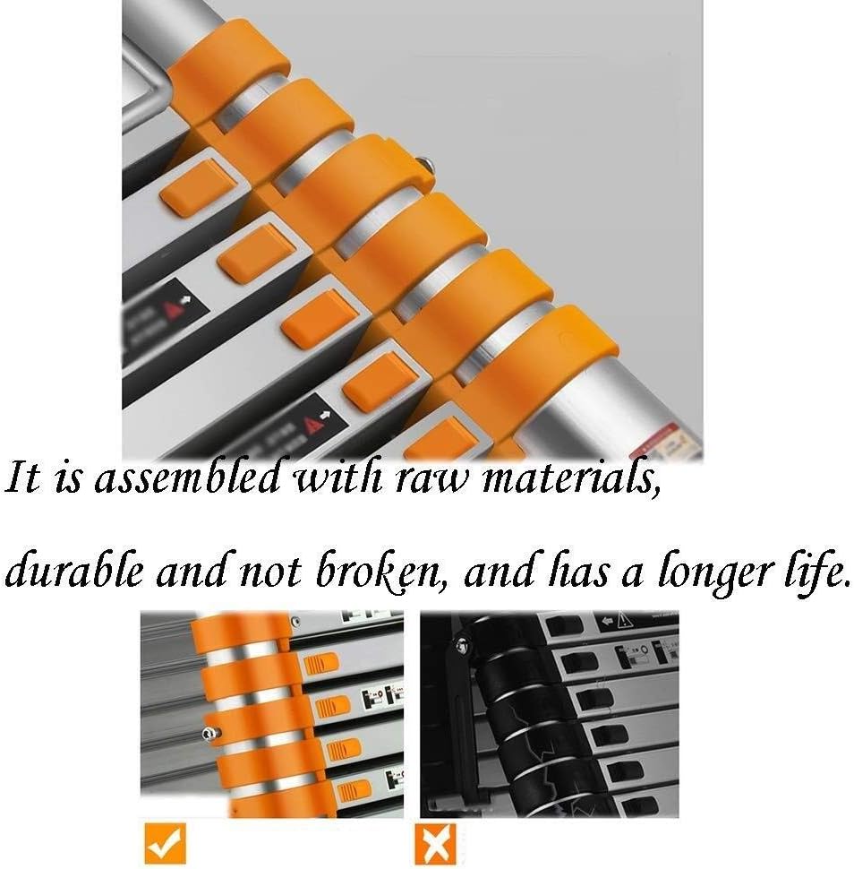 Telescoping Extension Ladder, Telescoping Ladder Extension Ladders Step Ladders Telescoping Ladders, with 82mm Widened Pedal Aluminum Extension Ladder One Button Retraction Multi-P