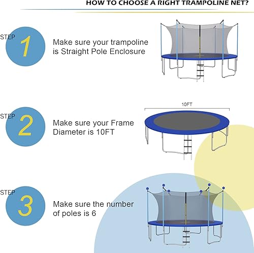 Miniatura 3 de Goplus Trampoline Net Replacement for 8FT 10FT 12FT 14FT 15FT 16FT Round Frame Trampolines, Weather-Resistant Breathable Safety Enclosure Net with