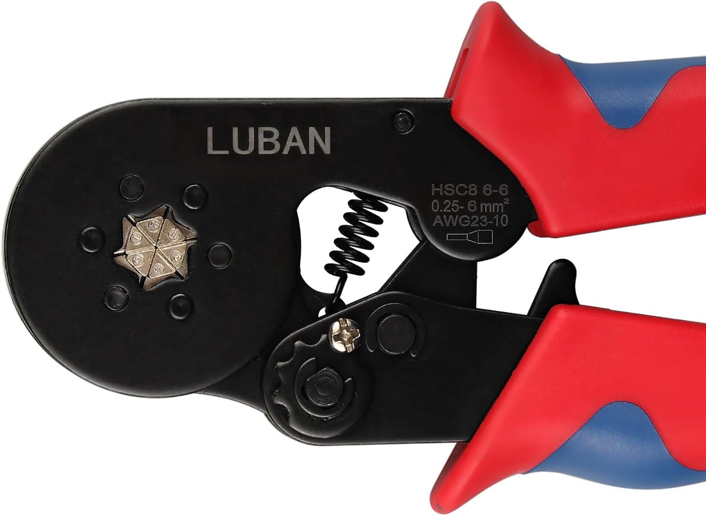 Ferrule Crimping Tool, Ferrule Crimper Plier (AWG23-10), Self-adjustable Ratchet Crimping Tool for Ferrules Connectors Pin Terminals Cable End Sleeves AWG 23-10, 0.25-6mm² (Hexagon Compression)