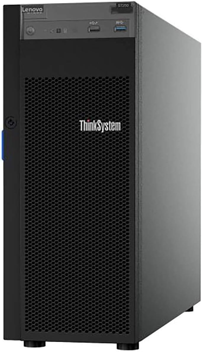 Lenovo ThinkSystem ST250 Tower Server Bundle Including APC BR1500MS 1500VA UPS, Xeon 3.3GHz CPU, 32GB DDR4 2666MHz RAM, 8TB HDD Storage, JBOD RAID (Renewed)