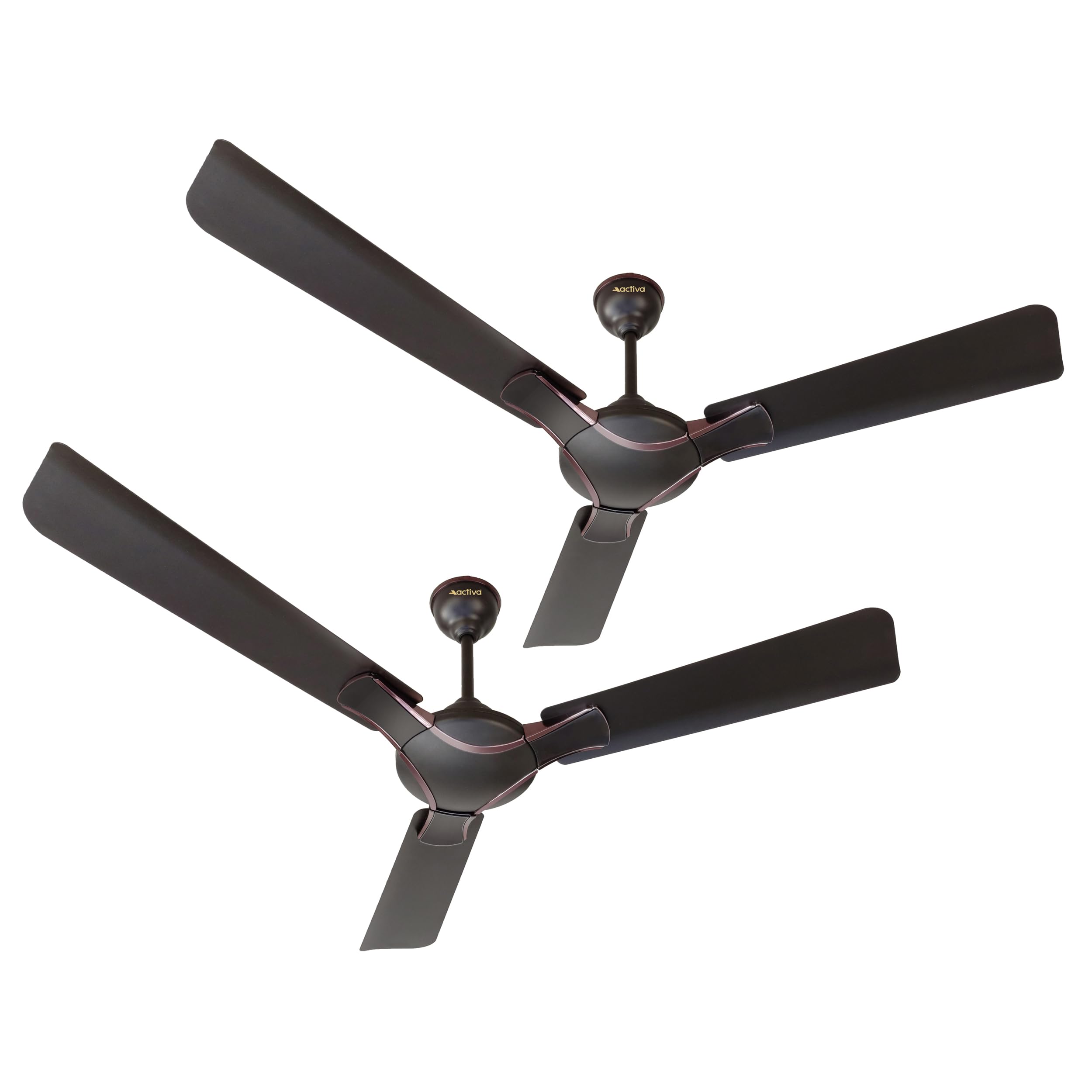 ACTIVA Corolla 1200mm Ceiling Fan, 390 RPM High Speed Air Delivery, BEE Approved One Star Rating, 50W Cooper Winding Motors, Anti Dust Coating, Large Sweep, 2 Years Warranty, Pack of 2 (Smoke Brown)