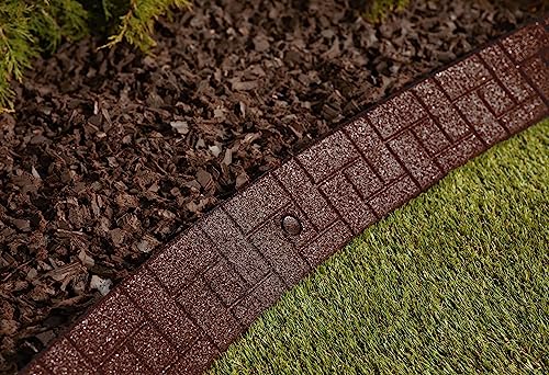Rubberific Premium Rubber Angled Terracotta Landscape Edging - 4 ft. Long, 3.5 in. High 4 in. Deep - 4 Pack (Brown) - Thumbnail 3