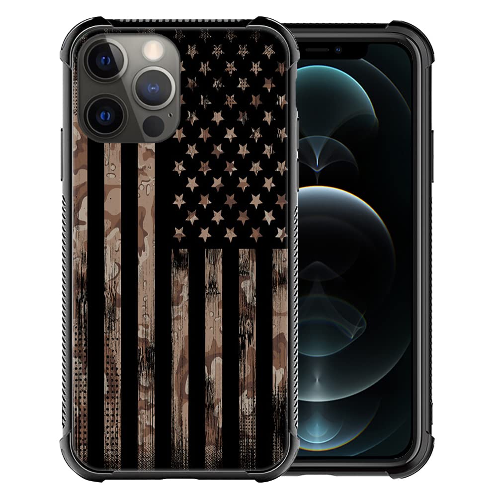 Hensuske Compatible with iPhone 14 Pro Max Case,Camouflage USA Flag Cases for Men/Women/Boy/Girl,Non-Slip Four Corner Shock Absorption Soft TPU Protective Case Max, Max(6.7 inch)