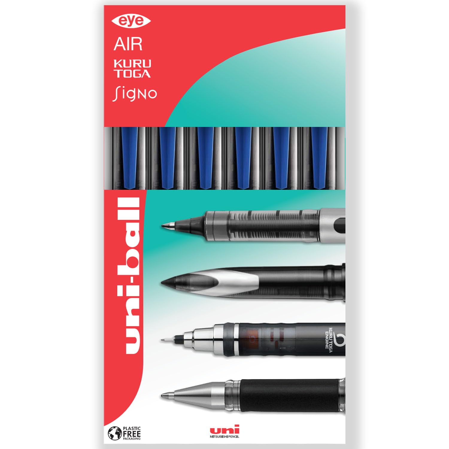 uni-ball AIR Micro - 0.5mm Fine Rollerball - UBA-188-M - In Envelope Gift Packaging (Pack of 6, Blue) - Image 2