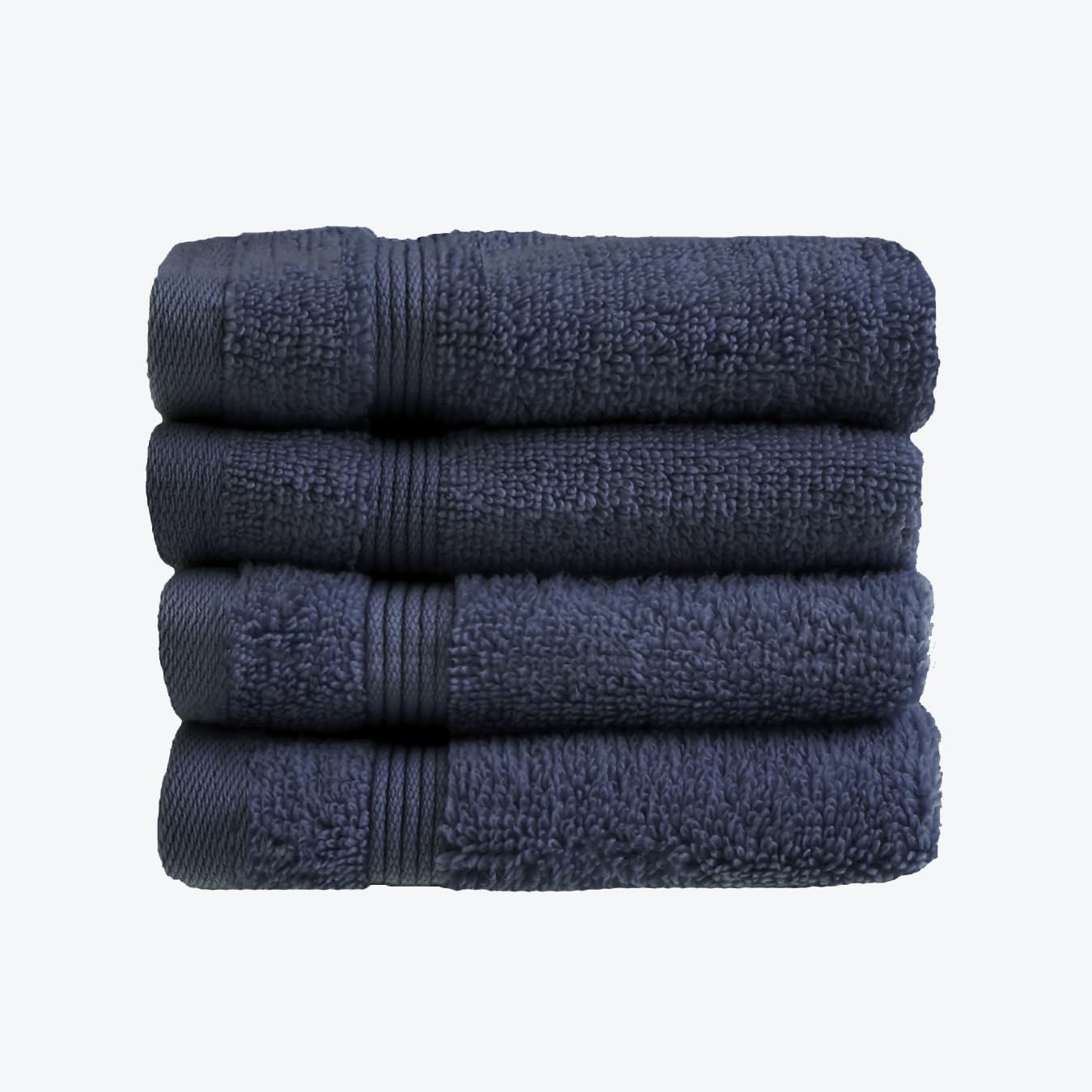 Allure Zero Twist Face Cloths Pack of 4 30 x 30cm, 100% Egyptian Cotton Flannels (Navy)