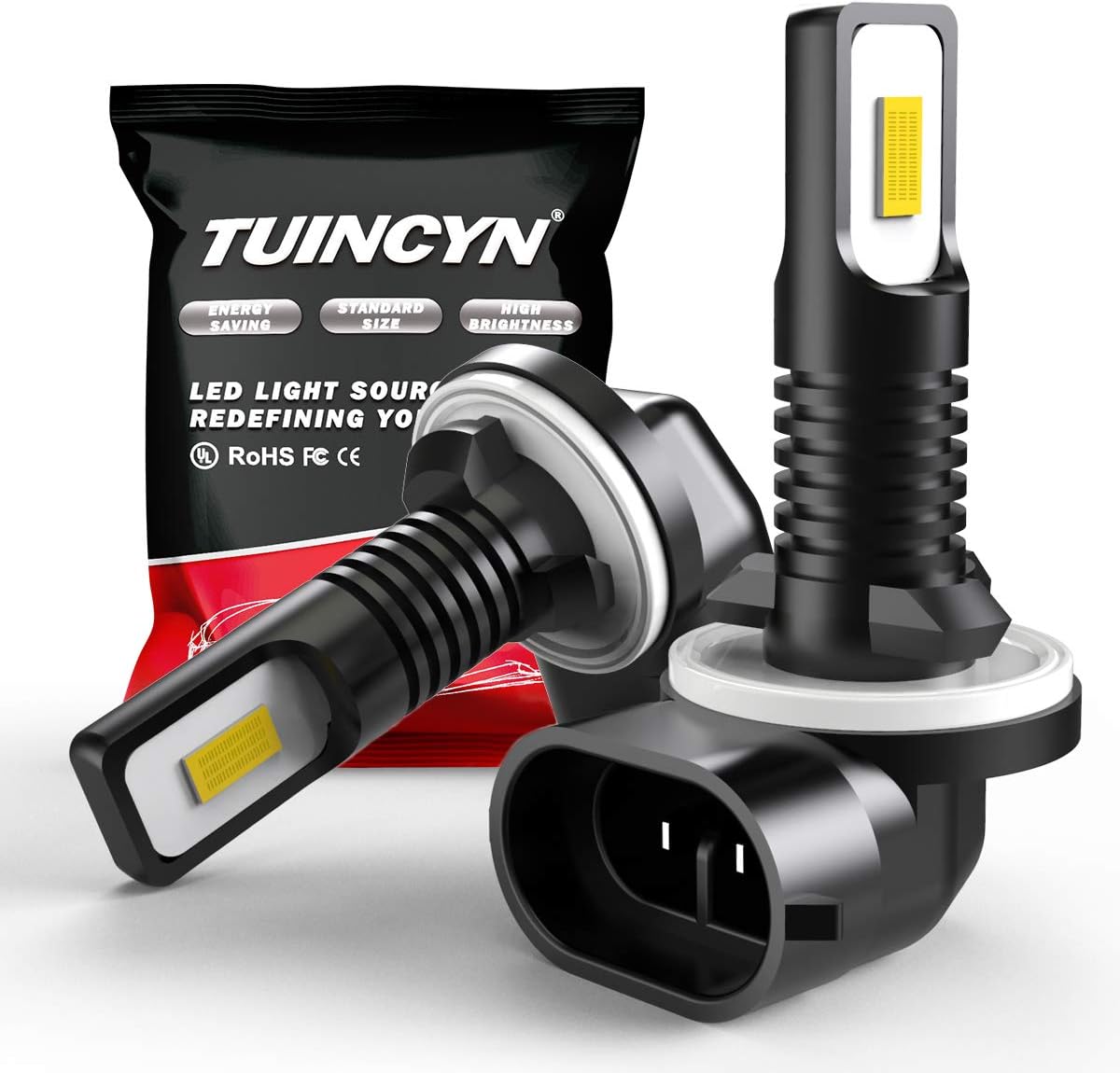 TUINCYN 881 Superbrillante blanco 6500K 2400 lúmenes LED Lámpara antiniebla 886 889 894 896 3570 Chips CSP 75W Luz diurna / DRL Lámpara de conducción 12V-24V DC (paquete de 2)