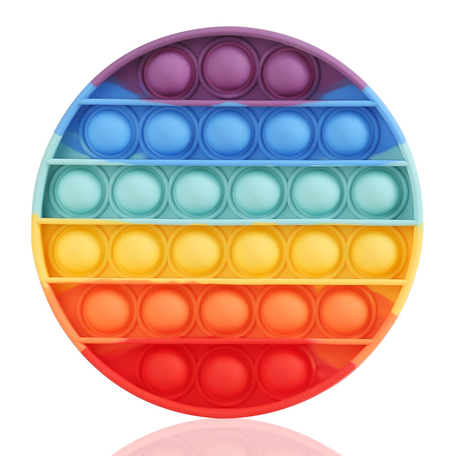 LASMEXFidget Toy with Popping Sound Rainbow Square Push Bubble Sensory Fidget Toys Pack for Anxiety & Stress Relief Autism Learning Materials,Squeeze Toy for Kids Teens Office Older