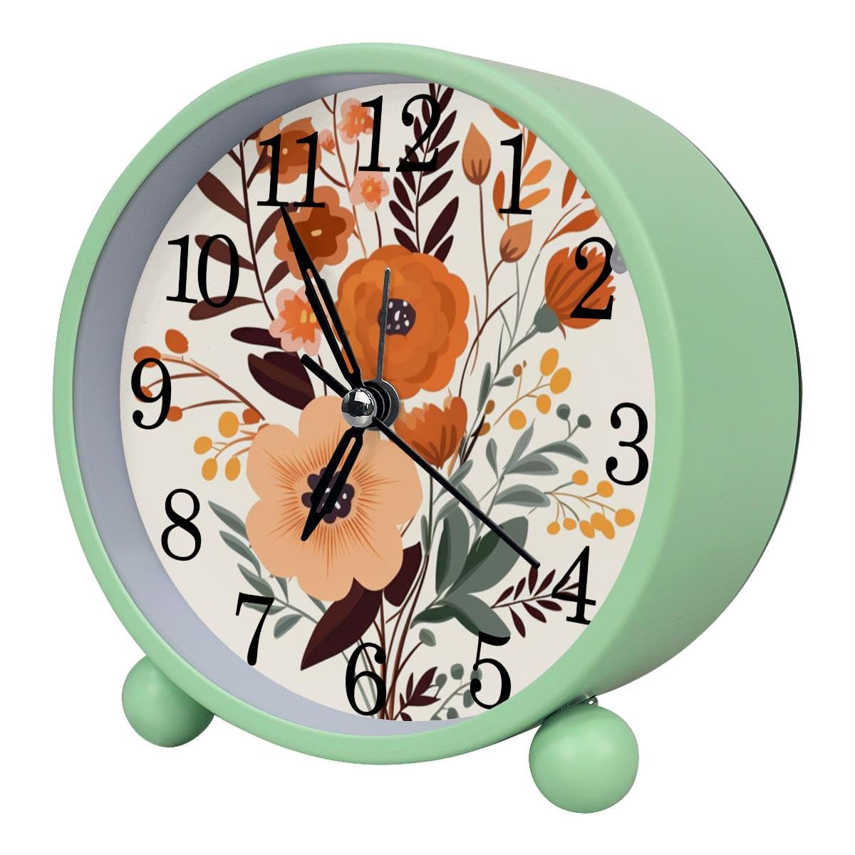 Luoweisi Alarm Clock Florals, Silent Non-Ticking with Night Light