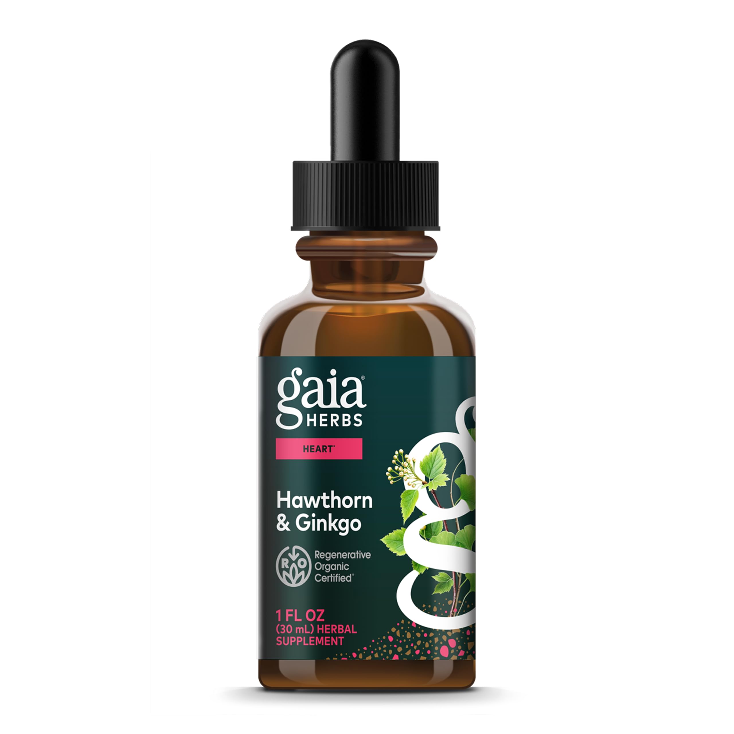 Gaia Herbs Hawthorn & Ginkgo, 1 fl oz, Regenerative Organic Certified