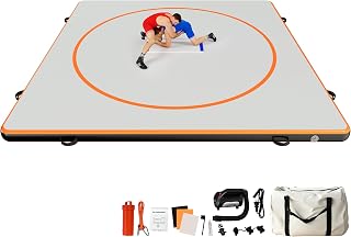 SPECRAFT 13FT/10FT/5FT Inflatable Wrestling Mat, 4-Inch Thick, Orange/Gray