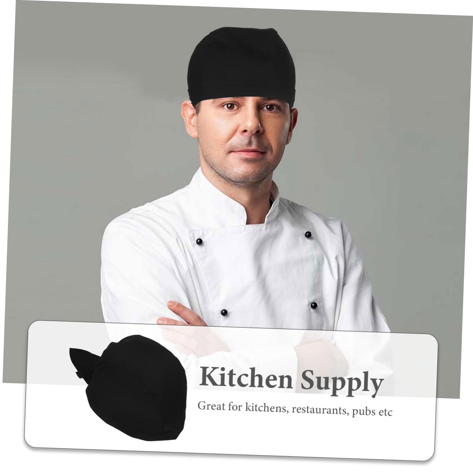 6 Gorros de Chef de Tela de Algodón Negro, Resistentes al Desgaste, Ajustados al Cuero Cabelludo, para Cocina y Restaurante, Unisex y Clásicos