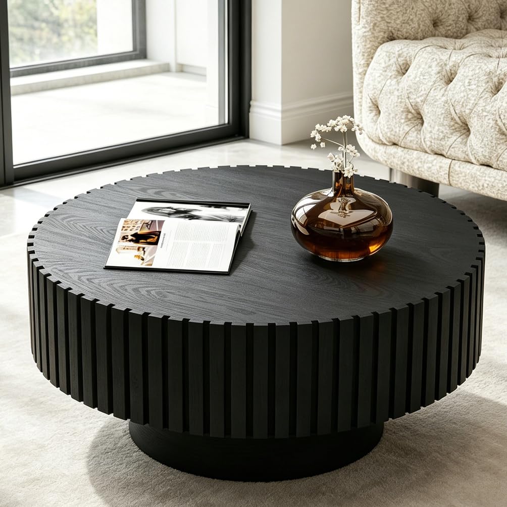 ZUOWENYG Round Fluted Coffee Table