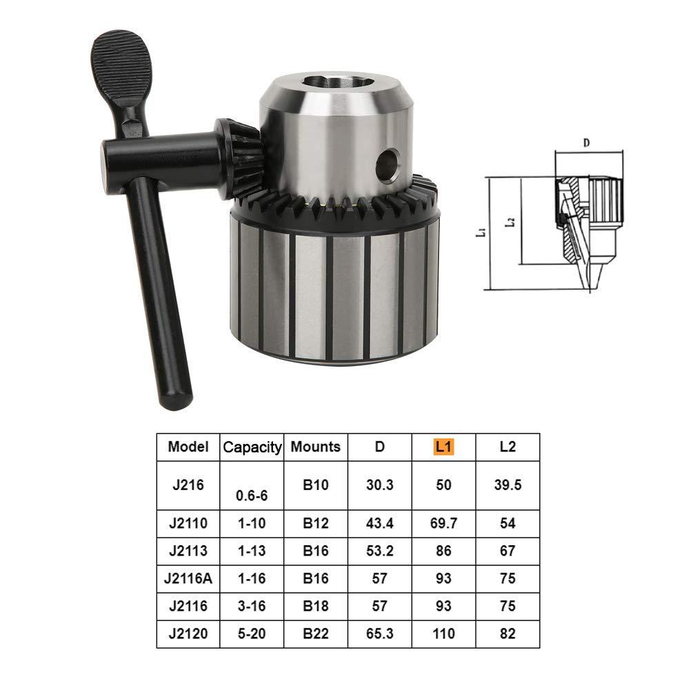 Portabrocas de 0,6-20 mm, Portabrocas de acero resistente con llave, Portabrocas para herramientas eléctricas, Portabrocas de repuesto profesional para taladros de impacto y (1-16 mm)
