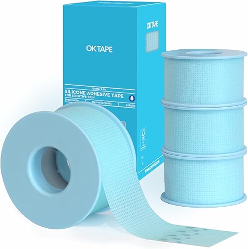 Miniatura 11 de OK TAPE Cinta médica de silicona (2 rollos) para pieles sensibles, cinta quirúrgica impermeable para asegurar apósitos y gasa, cinta microporosa