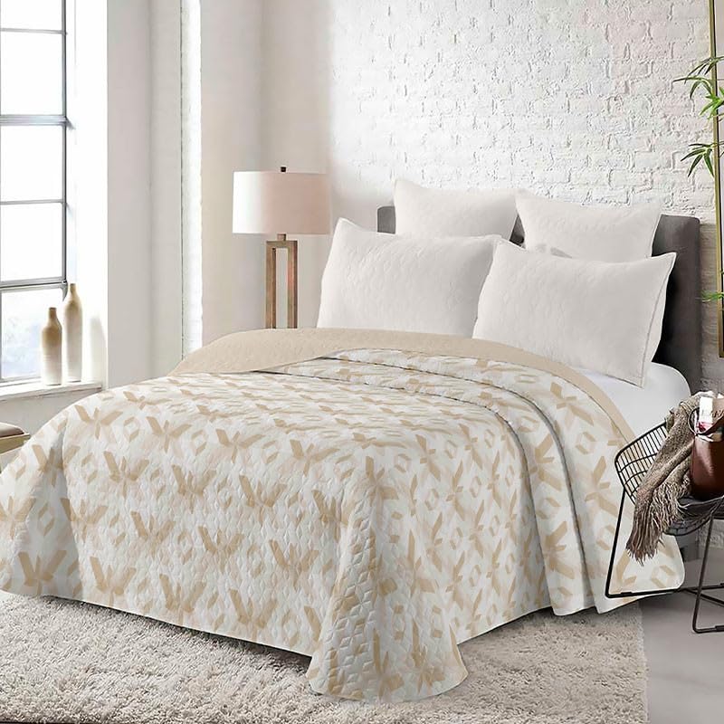 Rufino Díaz Colcha Bouti Termosellada Estampada Reversible Kylar (Beige - 90 cm) - para una sensación acogedora y de Confort - Tejido Suave, Agradable y Resistente