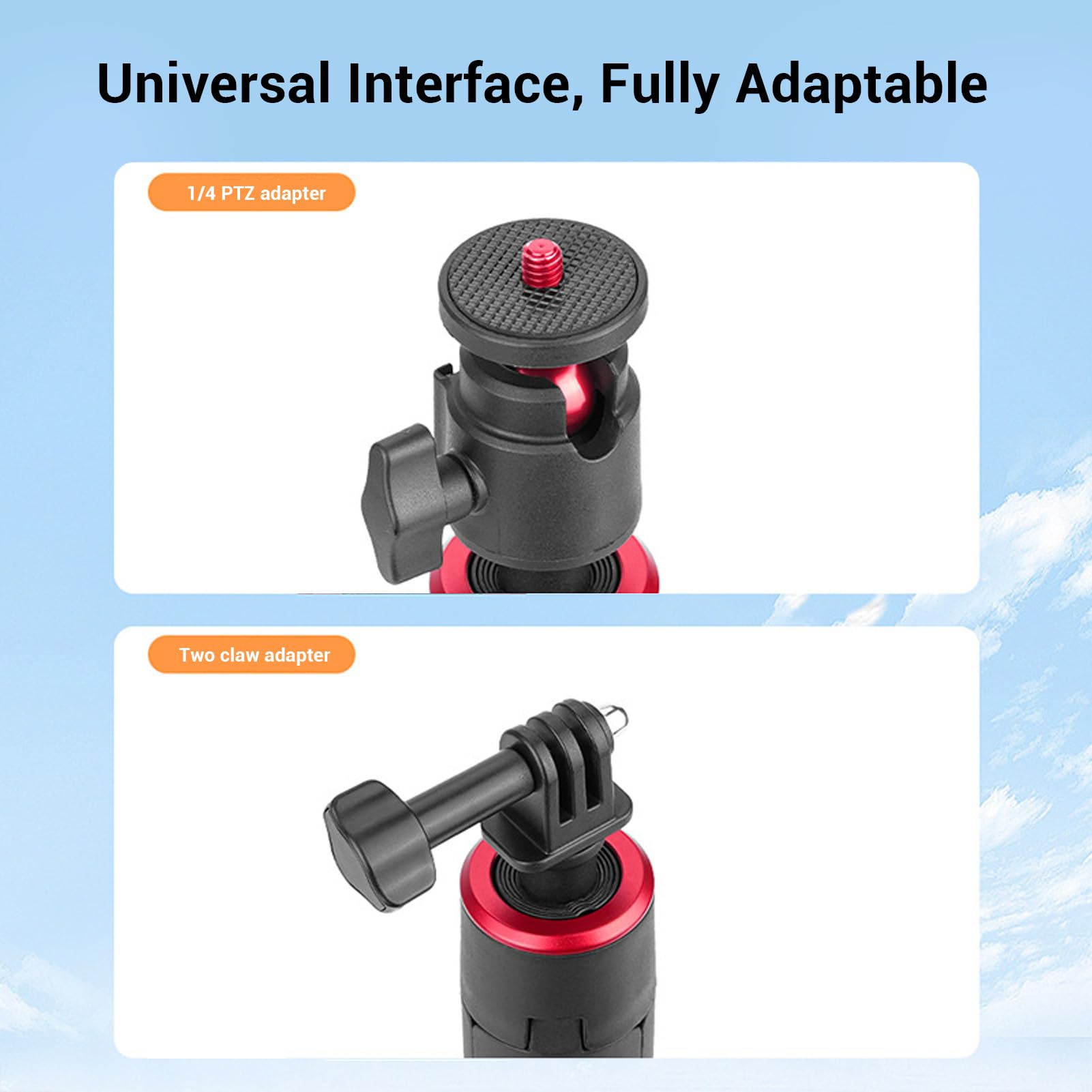 Asta Selfie con Treppiede Estensibile per Action Camera, ABS Resistente e Alluminio, 4 Regolazioni della Fase per Viaggi di Vlogging Action 4 e Pocket 3 (1,6 m/63 pollici)