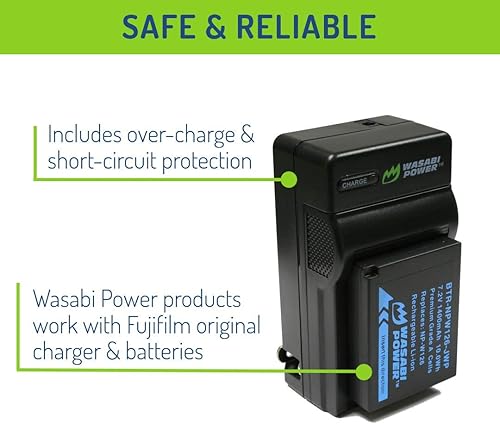 Miniatura 4 de Wasabi Power Batería (paquete de 3) y cargador para Fujifilm NP-W126 y HS50EXR, X-T100, X-T200, X100F, X100V, X-A10, X-E2S, X-E3, X-E4, X-Pro2,