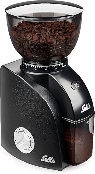 Solis Scala Zero Static Coffee & Espresso Grinder, Black/Black