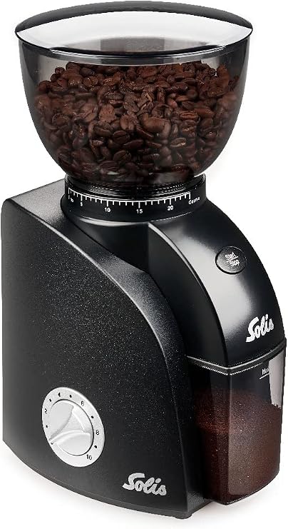 Solis Scala Zero Static Coffee & Espresso Grinder, Black/Black