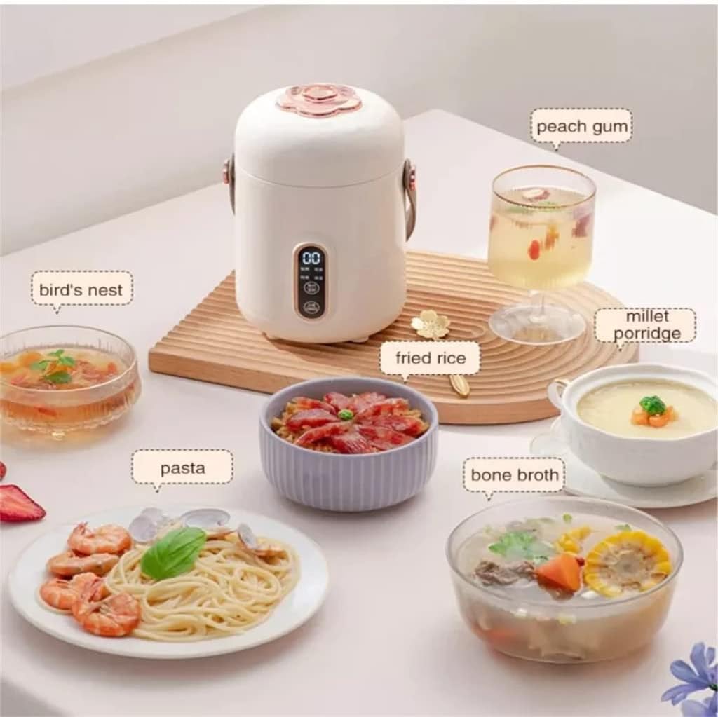 Mini Rice Cooker Portable Rice Cooker Electric Heating Rice Box Rice Soup Porridge Cooking Machine Electric Stew, 1