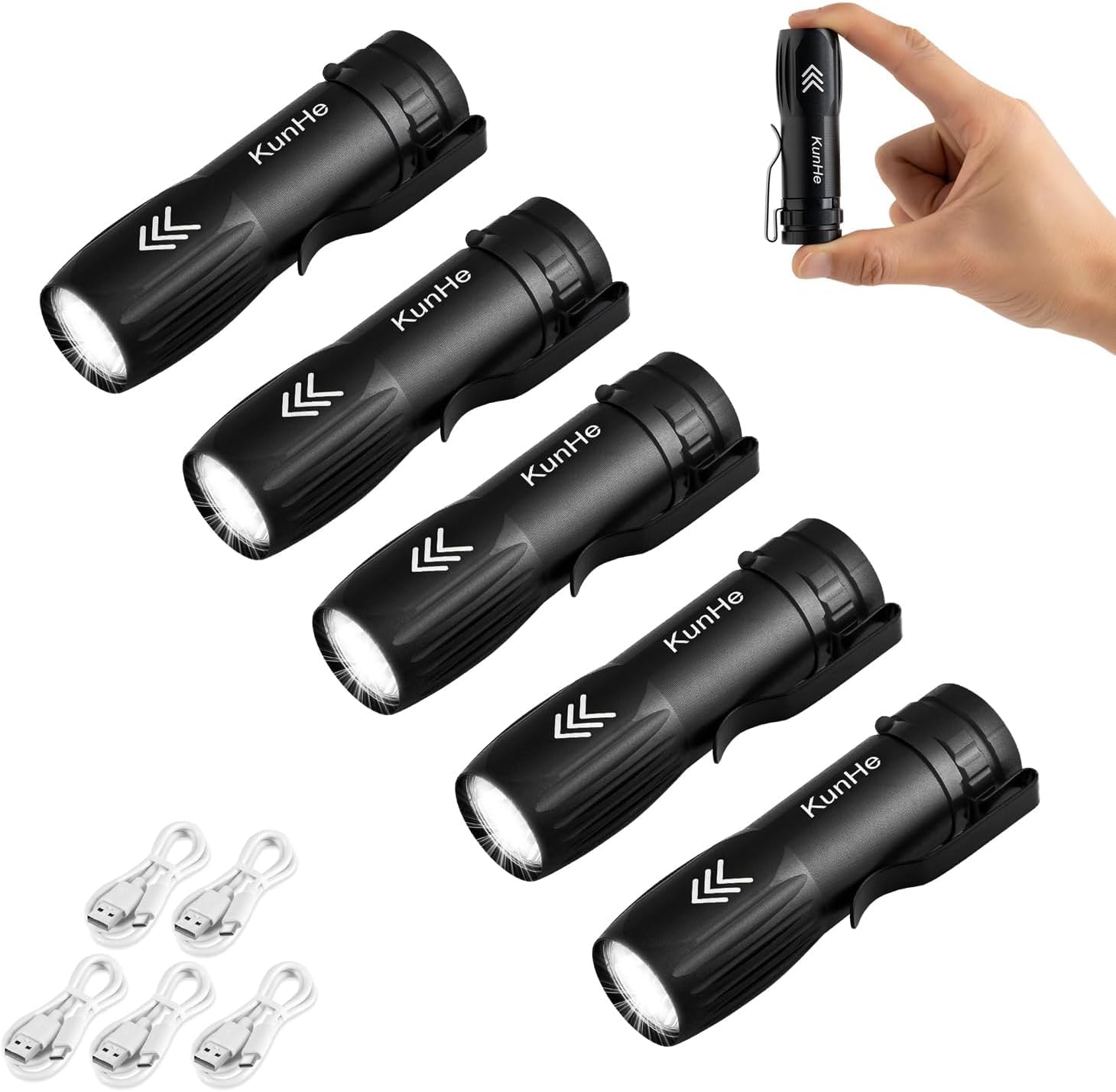 KunHe 40 Pack Small Rechargeable Flashlights Bulk USB-C Mini High Lumen Flashlight Clip-on Portable Pocket Flash Light for EDC Emergency Home Use