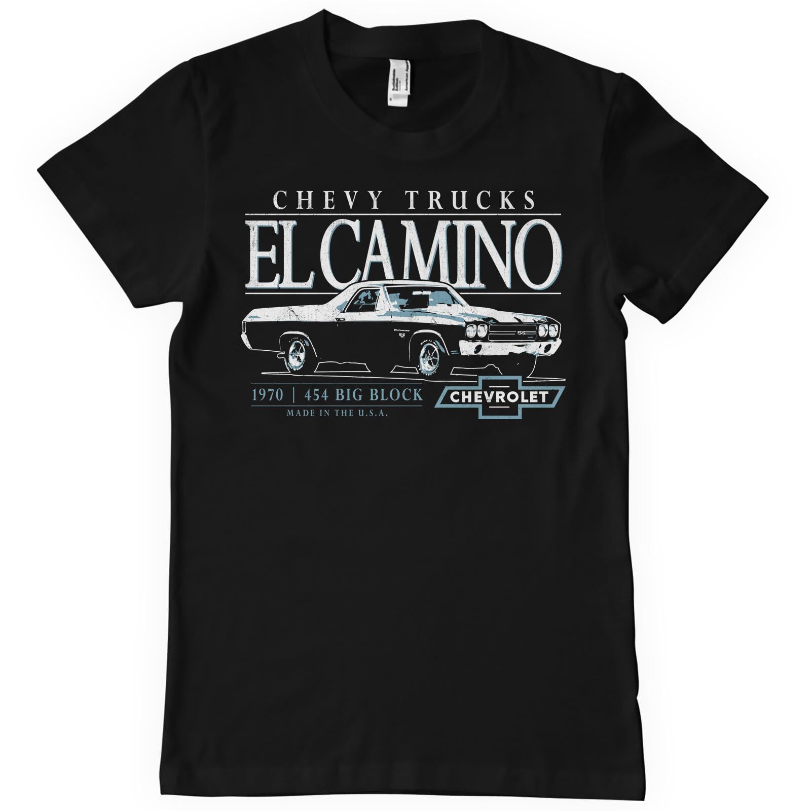 Chevrolet Men's Black Officially Licensed Chevy El Camino Big Block T-Shirt (Black), Large