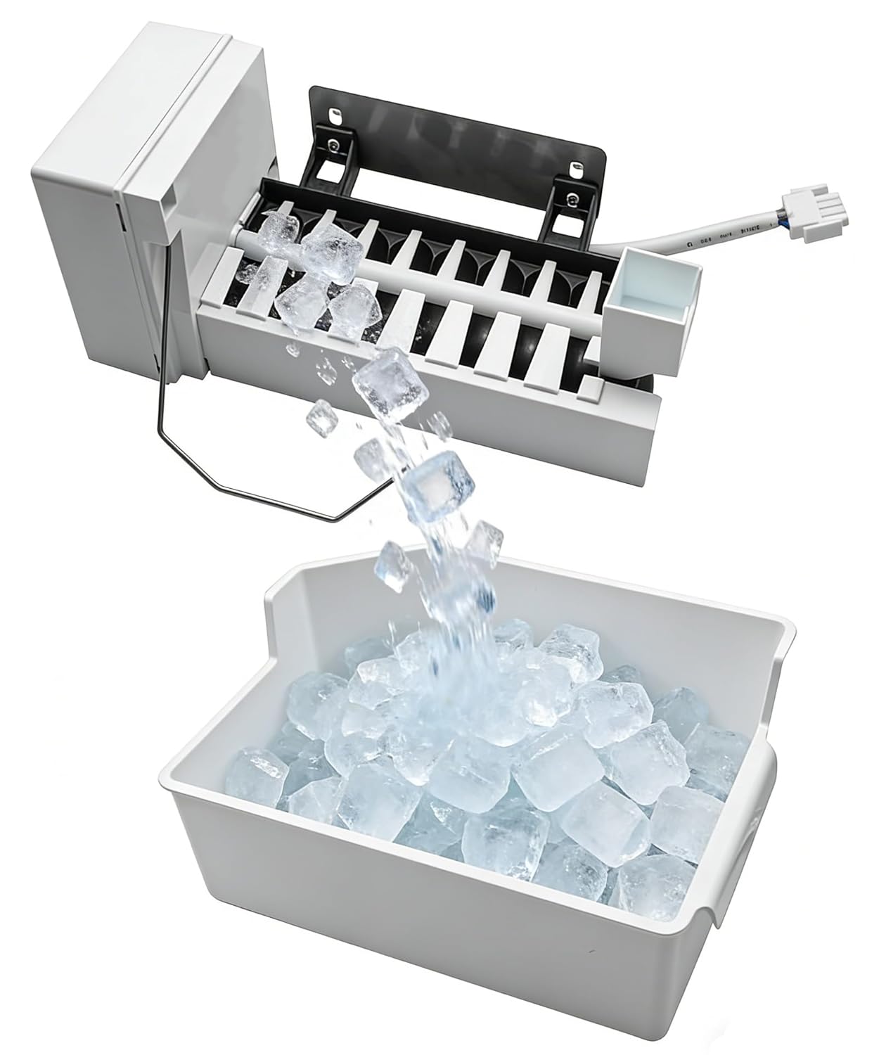 IM1900MD Ice Maker Replacement Kit Fits for Midea Top Mount, Bottom Mount and 18 Cu.ft French Door Refrigerators,with ice Storage Box