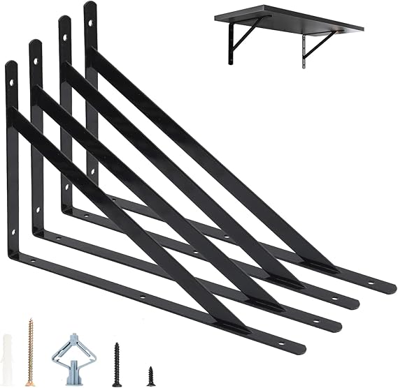 Heavy Duty Shelf Brackets 400x250mm, 4 Pack 16 Inch Wall L Brackets