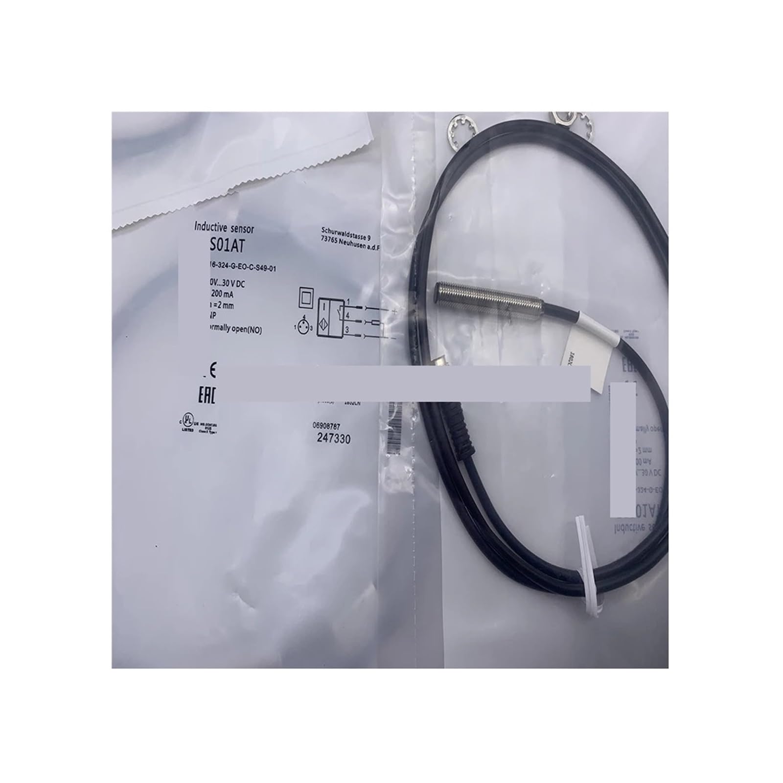 Détecteur PNP de proximité inductif 516-324-G-EO-C-PU-02 normalement ouvert avec câble