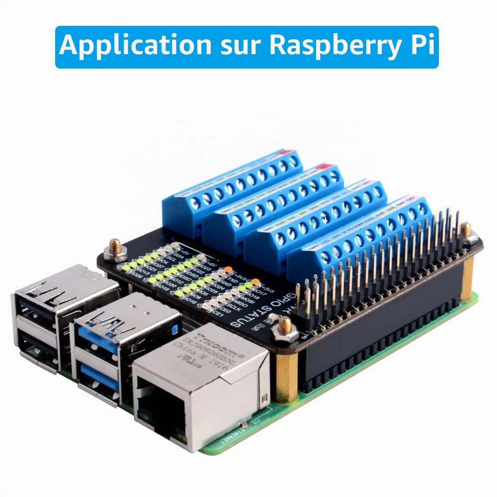 GeeekPi GPIO Screw Terminal Hat,Raspberry Pi GPIO Extension Board Pour Raspberry Pi 4B/3B+/3B/2B/B+/Zero(Zero W)