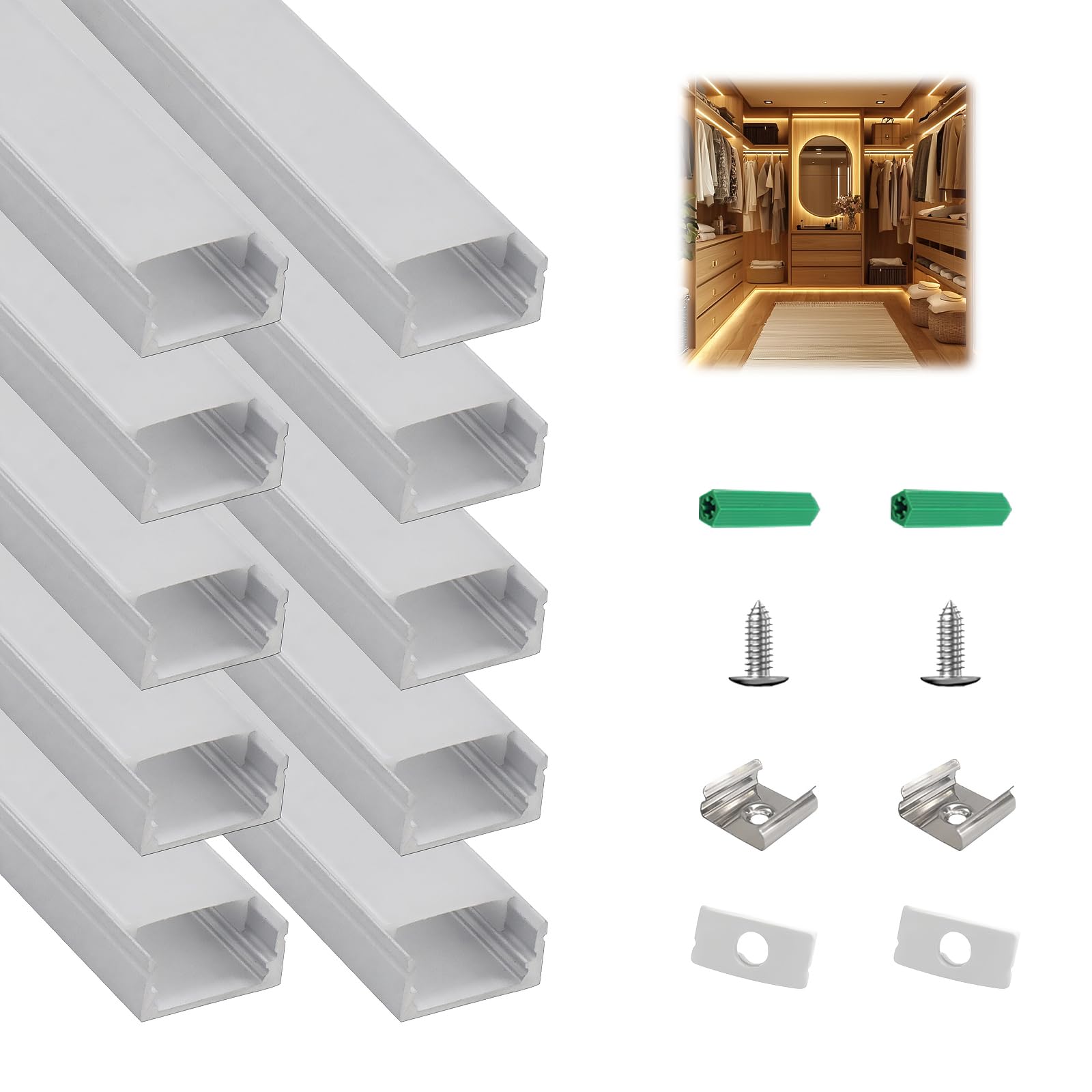 10-Pack 3.3ft U-Shape LED Aluminum Channel