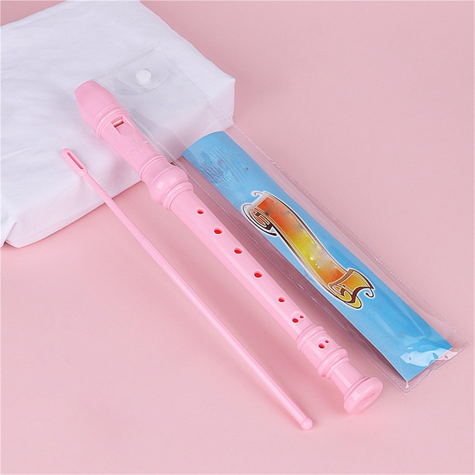 Flet Prosty 8 otworowy W Stylu Niemieckim (tonacja C) Instrument Dęty Dla Początkujących Profesjonalny Flet Prosty(Pink)