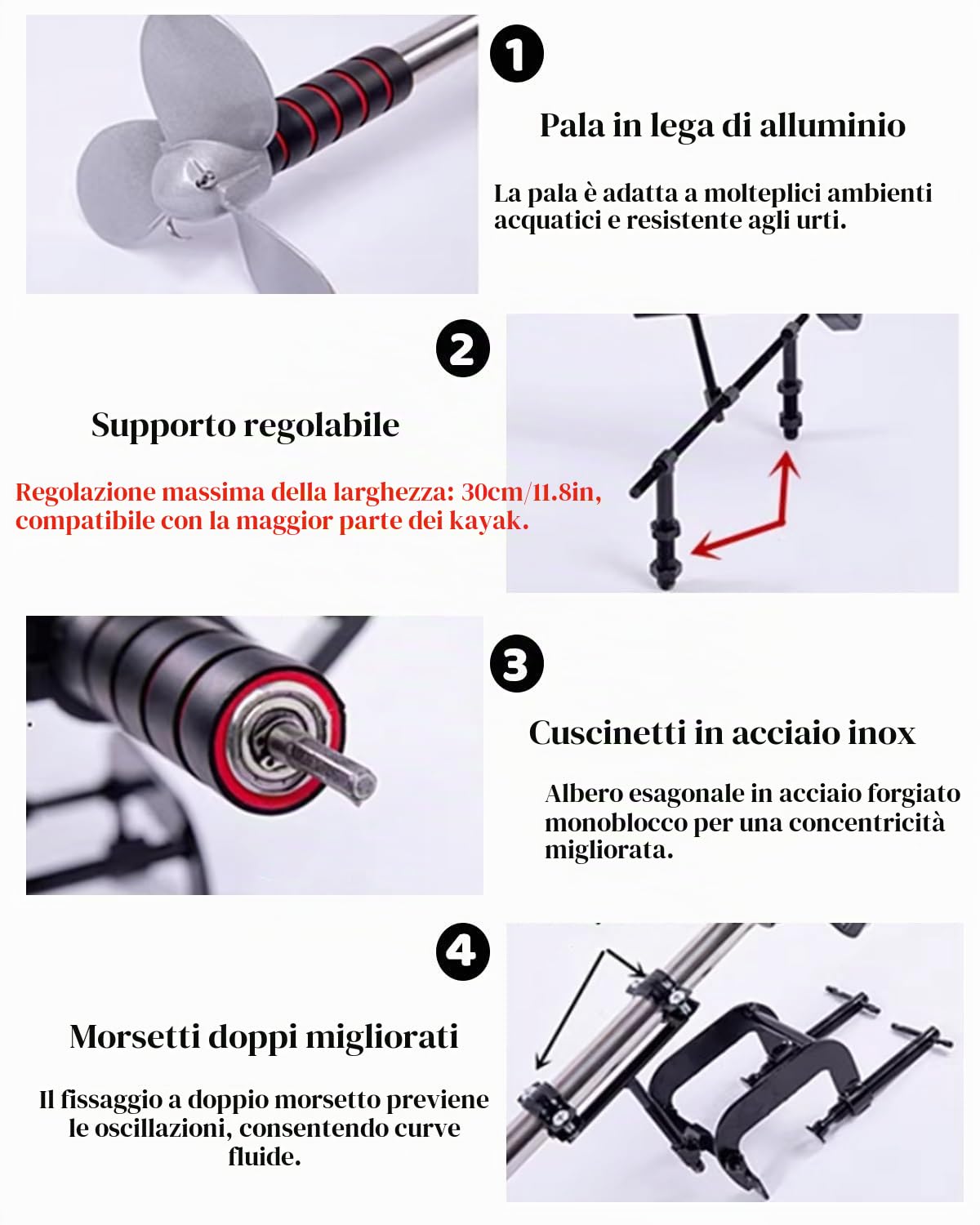 Motore Fuoribordo Batteria per Barca da Pesca con Motore Elettrico, Motore Fuoribordo Elettrico per Paddle Board, Pagaia di Emergenza Portatile per Kayak(With Bracket,L-125cm(49 1/4"))