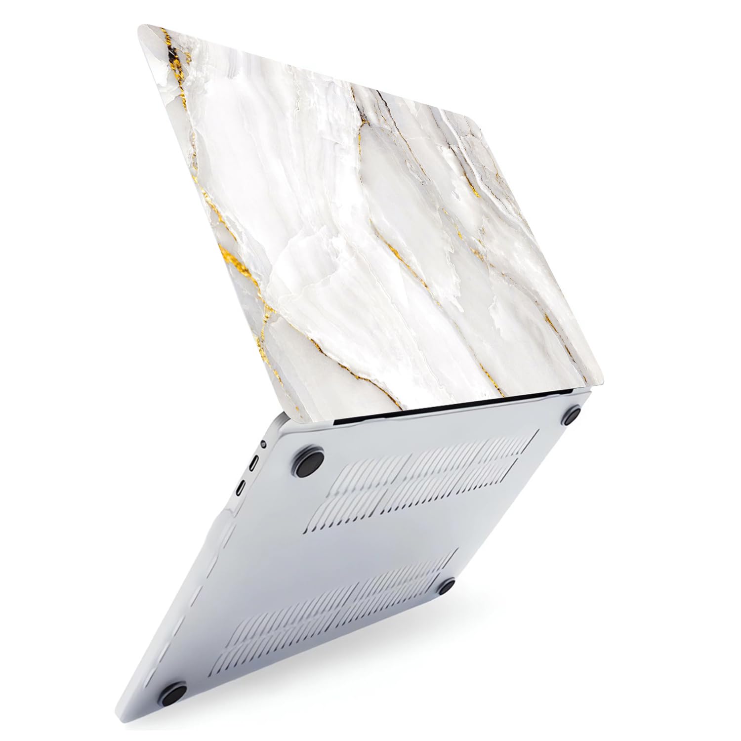 Funda Compatible con Macbook Air 13 Pulgadas 2020 2019 2018 Versión A1932 A2179 A2337 M1 con Pantalla Retina Touch ID, Plástico Carcasa Cubierta Protectora & Cubierta para Teclado - Mármol Blanco