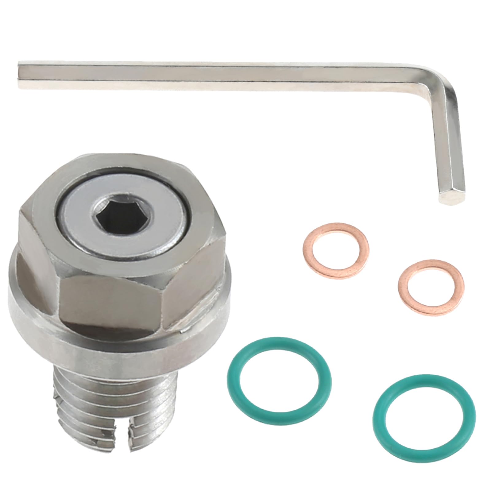 M12.1-1.5 x 15 mm, tapón de drenaje de aceite de gran tamaño, kit de reparación de rosca de cárter de aceite autorroscante, de acero inoxidable, con junta tórica