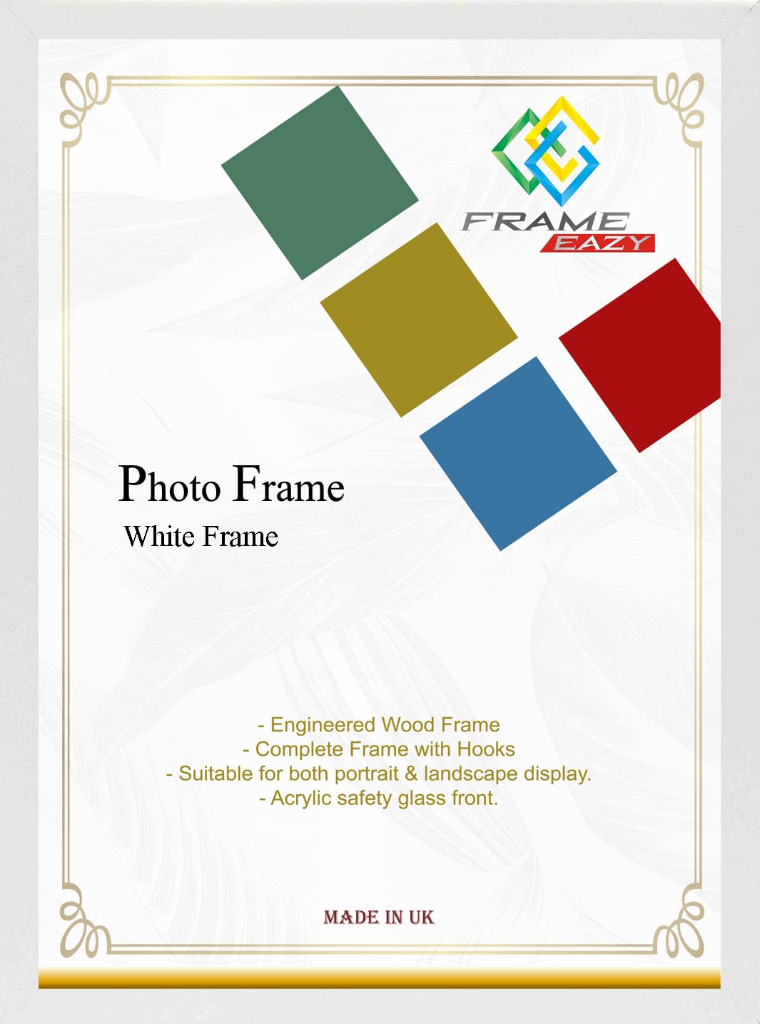 FRAME EAZY Modern Thin White 12 x 10 inch Picture Frame In Multiple Colours & Sizes - Thin Frame With Safe Perspex Front & Wall Mounting - 12" x 10" (30.5 x 25.4 cm) White Photo Frame