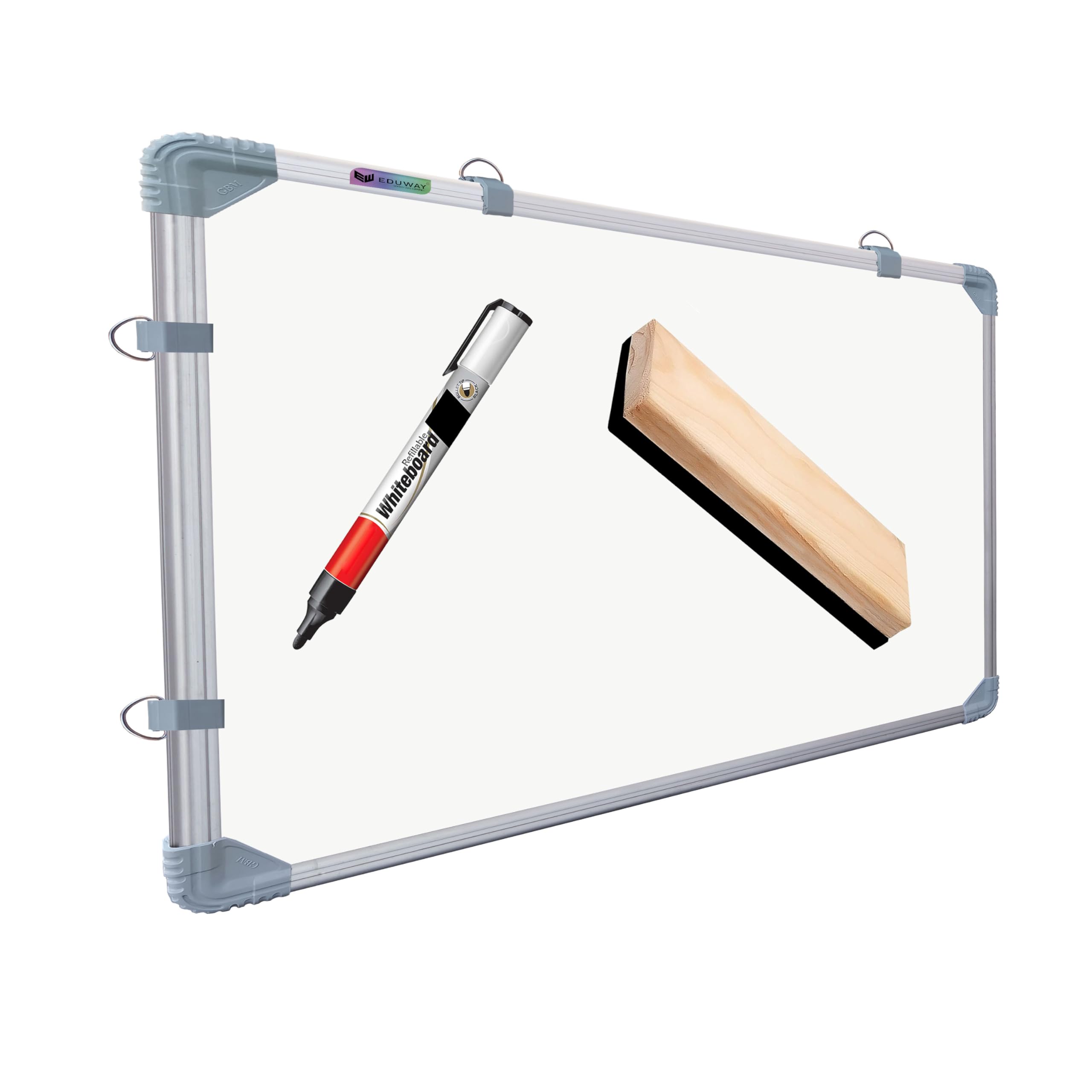 Eduway 4x2 Feet Kunj Non-Magnetic Double-Sided White Board and Chalkboard Combo with 1 Marker and 1 Duster | Ideal Use for Home, Office, with Sliding Hanging Clips, Robust Aluminum Frame (123x59 Cms), (B0D7QCMGNN) Amazon Price History, Amazon Price Tracker