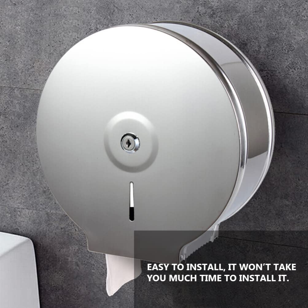 TOPBATHY Portapapeles Diseño Moderno y Redondo de Acero Inoxidable para Baño Montado en Pared Dispensador de Toallas de Papel para Rollos Grandes