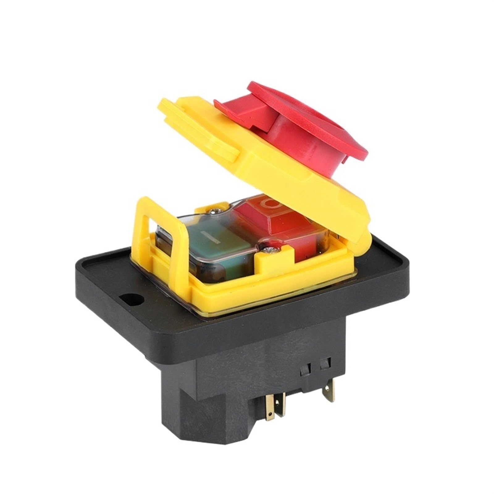 400V 7 Pins Electromagnetic Switch Starter On Off 15A with Protection Cover Momentary Reset Push Button YCZ4-A 1Pcs